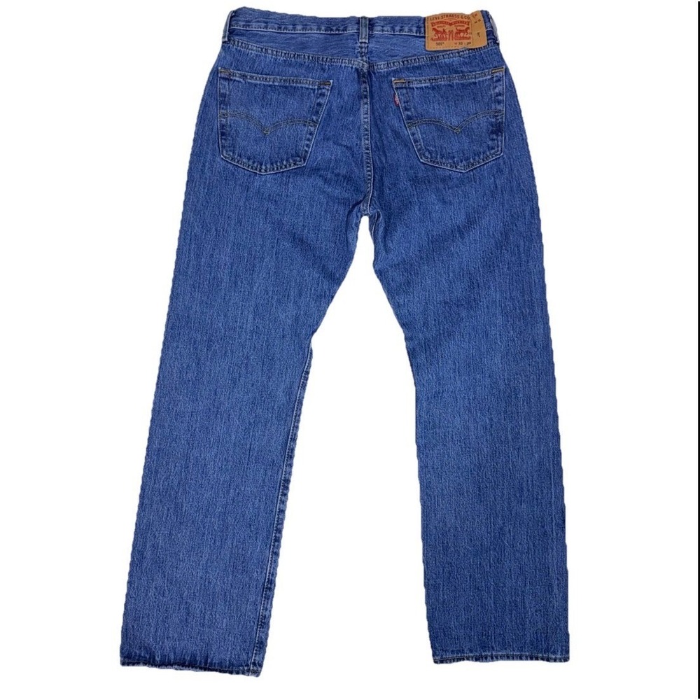 Levis 501 Original Fit Mens Blue Straight Leg Jeans W33 L29 00501-0193 - Picture 5 of 12
